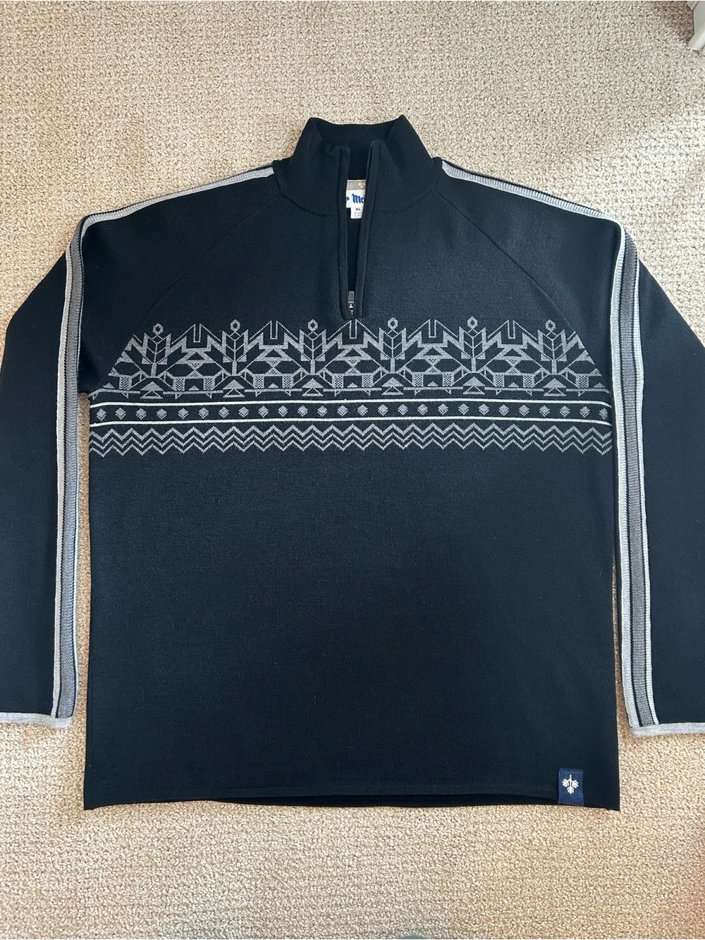 Meister Nordic Ski Sweater Design in Black and Gray Mens Size XL